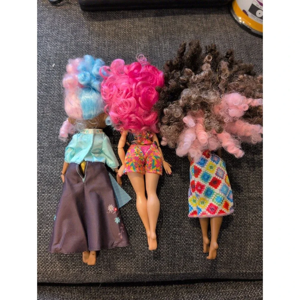 LOL Surprise OMG Lot of 3 Fashion Dolls 2019 MGA Curly Hair No Original Clothes